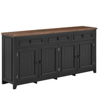 SIDEBOARD DE-37510 160/35/76 cm mit 3 Schubladen und 4 Türen Schwarz - Schwarz, Holzwerkstoff (160/76/35cm) - ComfortXL