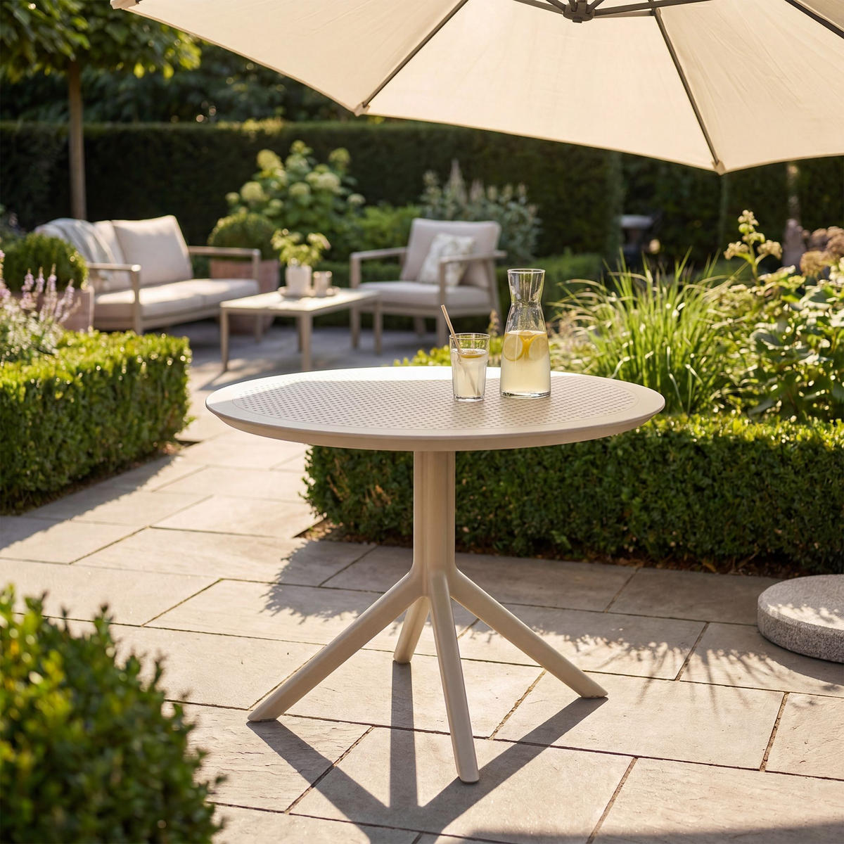 GARTENTISCH rund Ø105 cm Kunststoff Taupe - Taupe, Kunststoff (105/105/74cm) - CLP