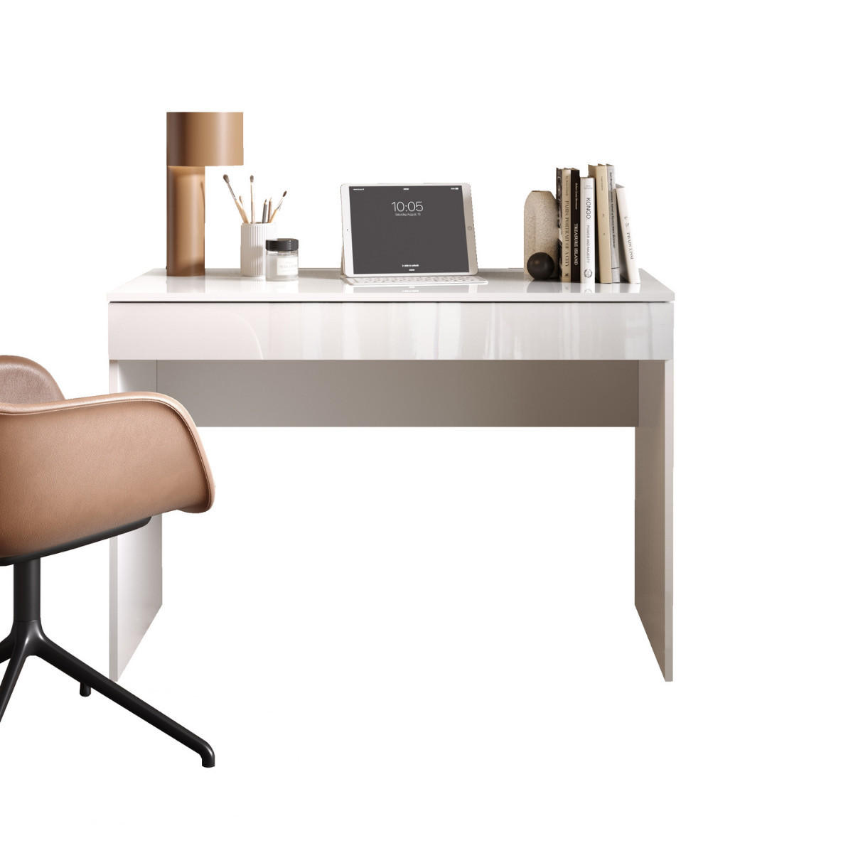 SCHREIBTISCH mit 1 großen Schublade weiß 110/50/76 cm - Weiß, Holzwerkstoff (56.2/50/76cm) - Calicosy