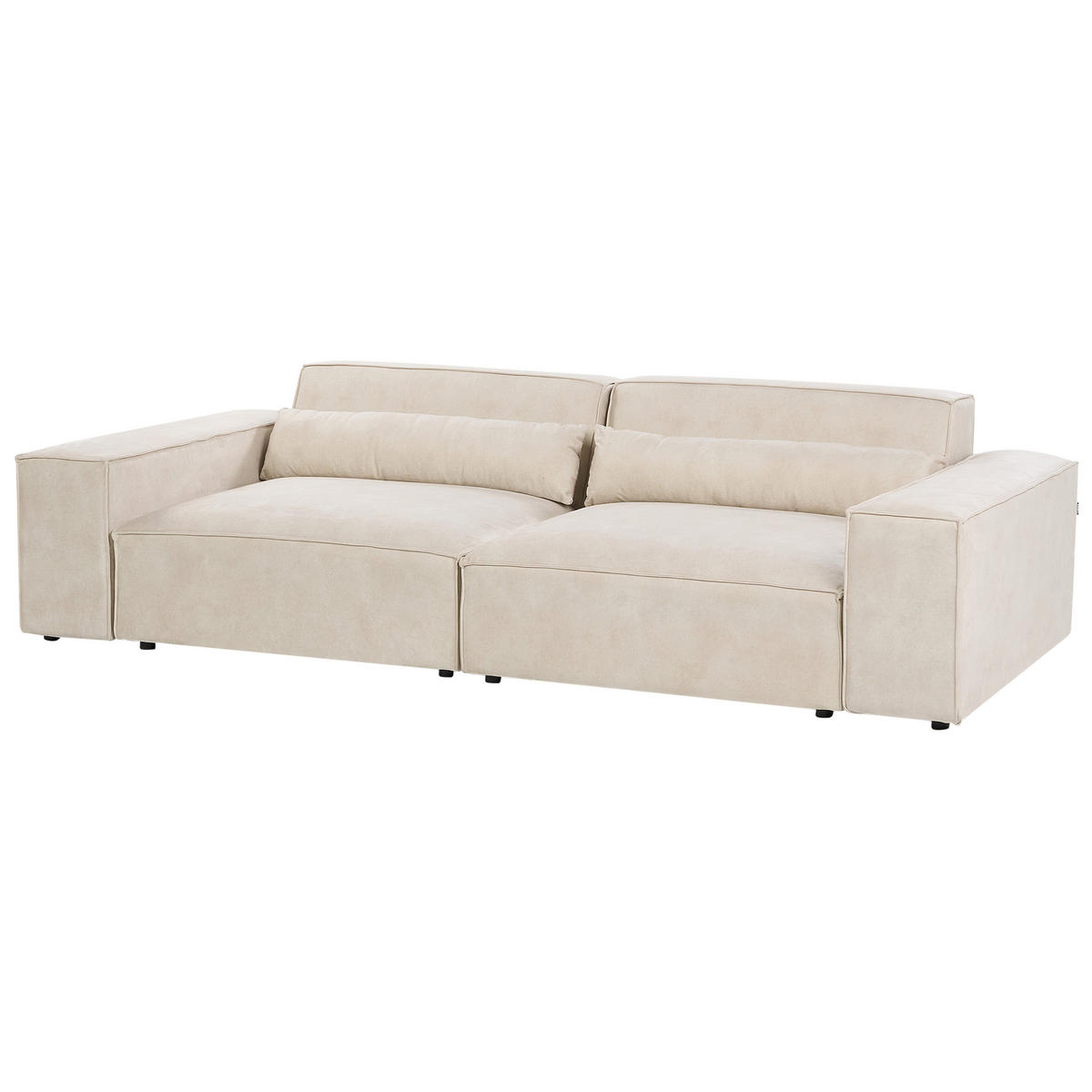 2-SITZER-SOFA Samtstoff hellbeige mit Ottomane Hellnar - Beige, Textil (262/70/126cm) - Beliani