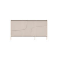 SIDEBOARD mit 3 dekorierten Türen Kaschmir 155/40/86 cm - Beige, Holzwerkstoff (40/86/6.4cm) - Calicosy