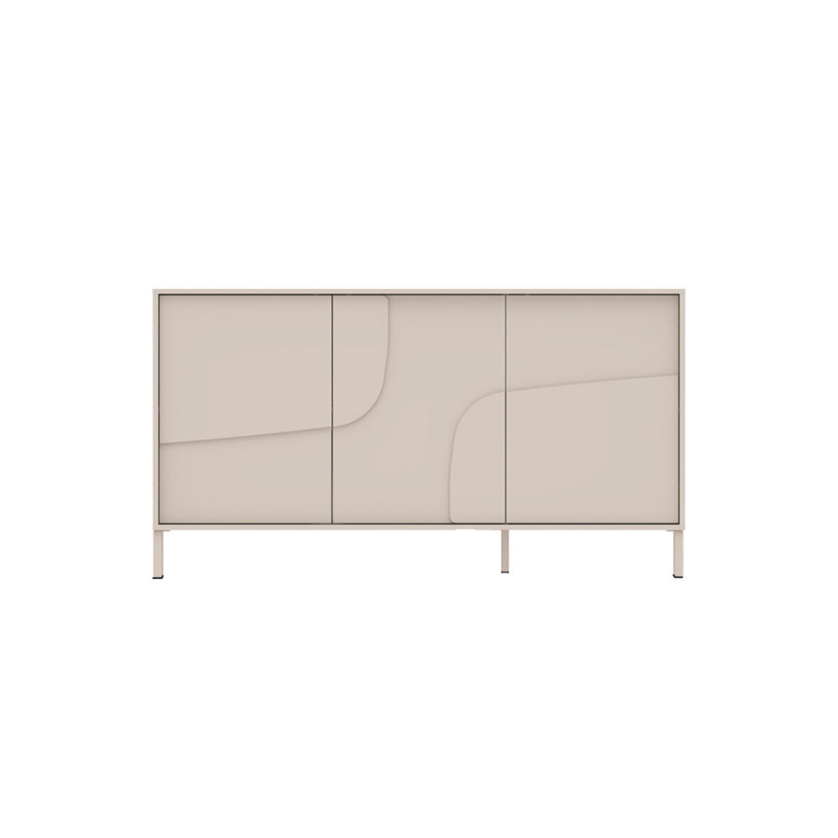 SIDEBOARD mit 3 dekorierten Türen Kaschmir 155/40/86 cm - Beige, Holzwerkstoff (40/86/6.4cm) - Calicosy