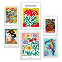 POSTER Set Mit 6 Paradise Zusammenfassung A3 & A4 Weißer Rahmen - Weiß, Papier (29/3cm) - Nacnic