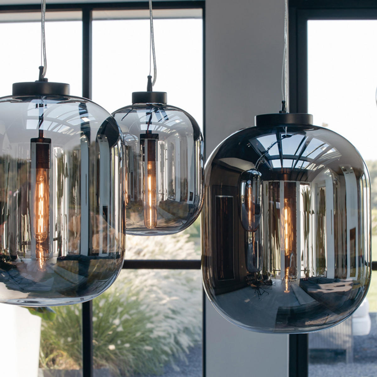 HÄNGELAMPE Julia Grau Ø35/42,5 cm - Grau, Glas (35/40/30cm) - Light & Living