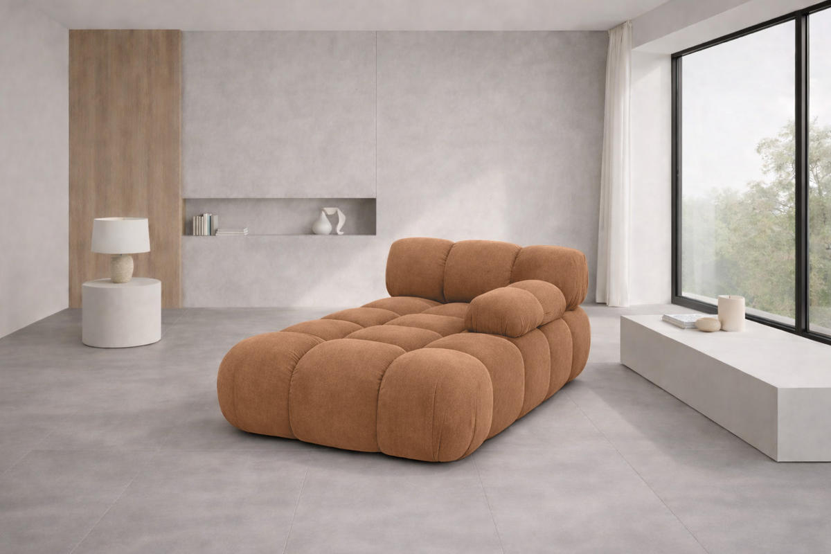 CHAISELONGUE Modular, Veloursstoff Salvador, Dunkelbeige, Rechts, Selia - Beige, Holz (95/70/160cm) - Kaiser Möbel