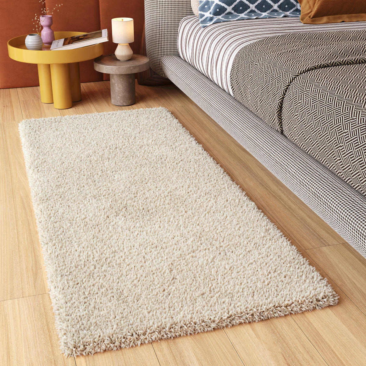 TEPPICHLÄUFER ESSENCE creme uni 80/500 cm - Creme, Textil (80/500cm) - Tapiso