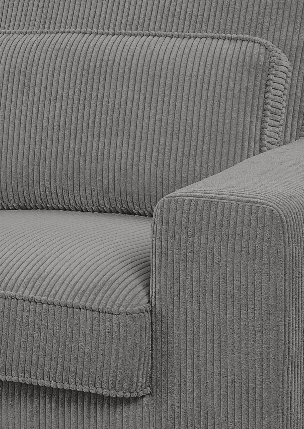 SOFA grau Cord 276 cm, Ecksofa 4-Sitzer, L-Sofa Ottomane links - Schwarz/Grau, Holz/Textil (276/183cm) - Inn.Furn