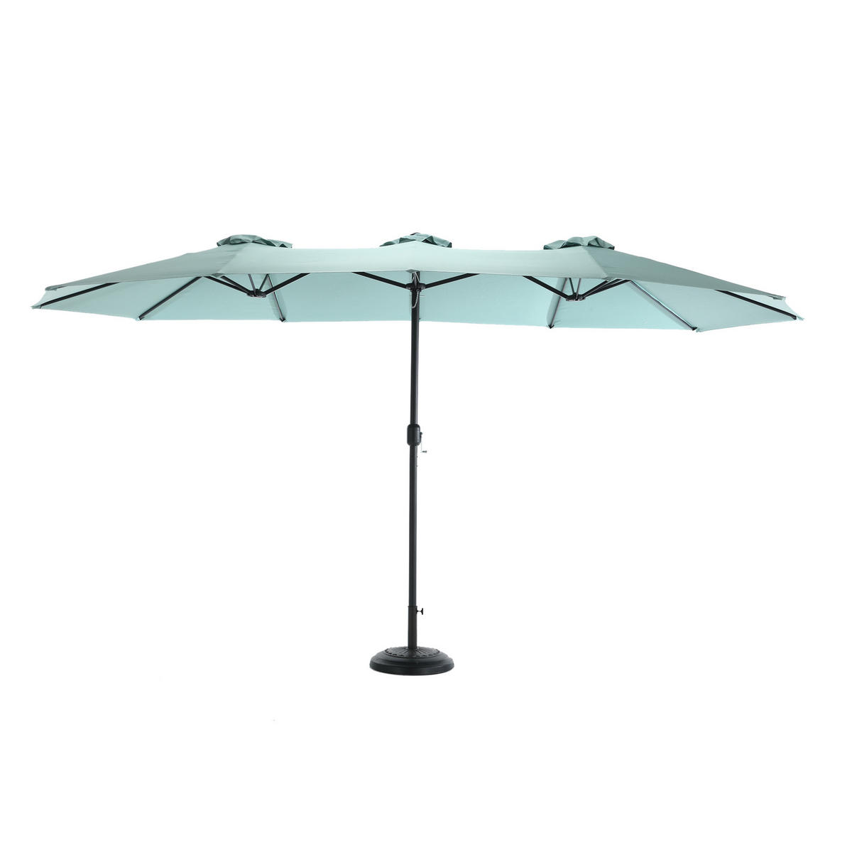 DOPPELSEITIGER Sonnenschirm aus Stahl 453x267x250 cm in Hellgrün mit Kurbel - Hellgrün, Metall (267/453cm) - Modfu