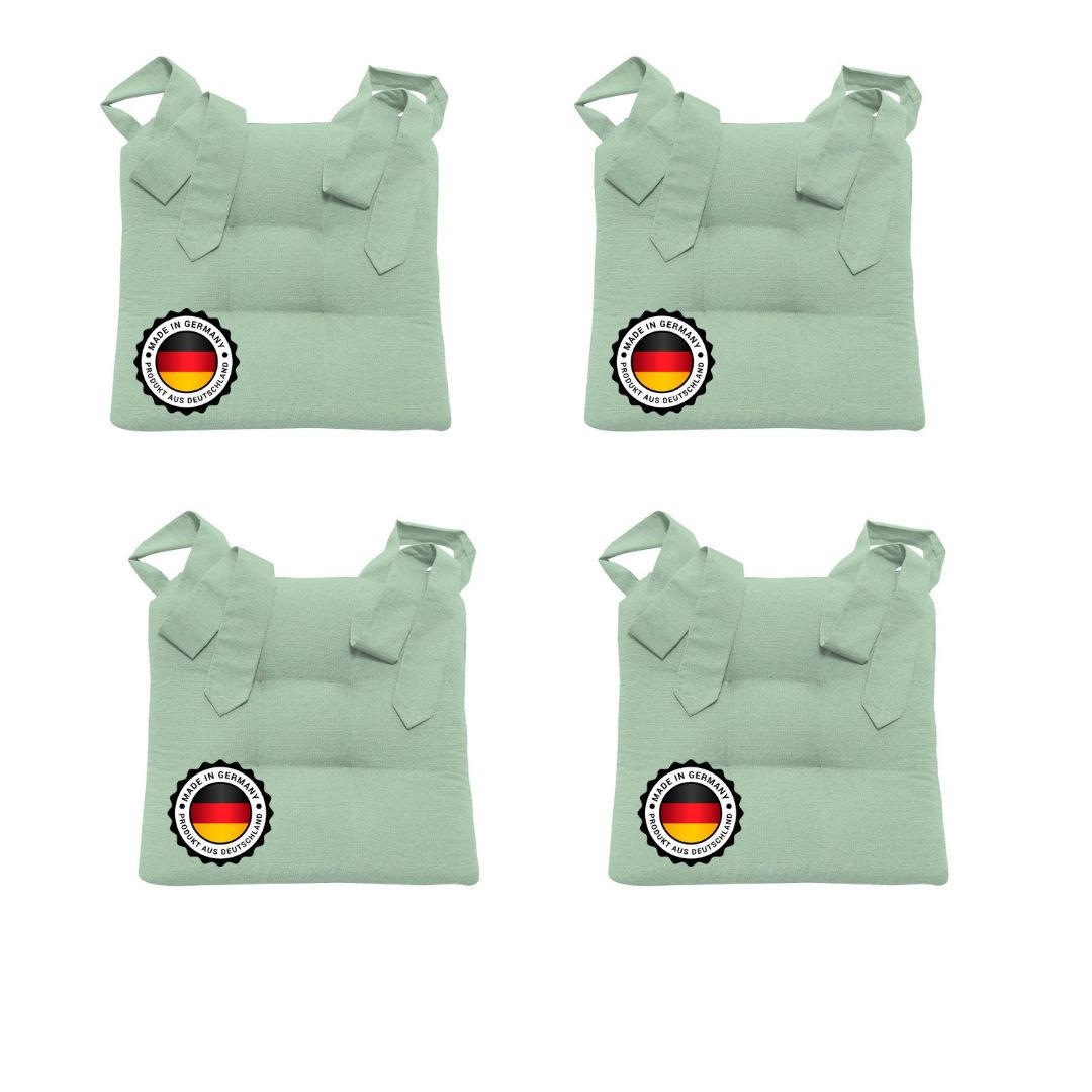 STUHLKISSEN mit Schleifenband 4er Set - Mintgrün, Textil (46/42/7cm) - Bonvionn