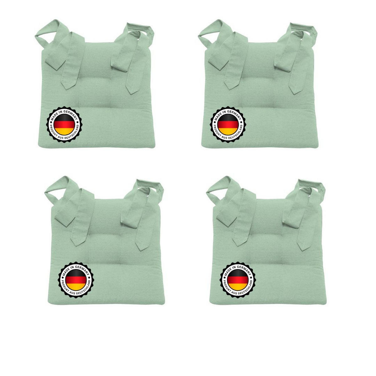 STUHLKISSEN mit Schleifenband 4er Set - Mintgrün, Textil (46/42/7cm) - Bonvionn