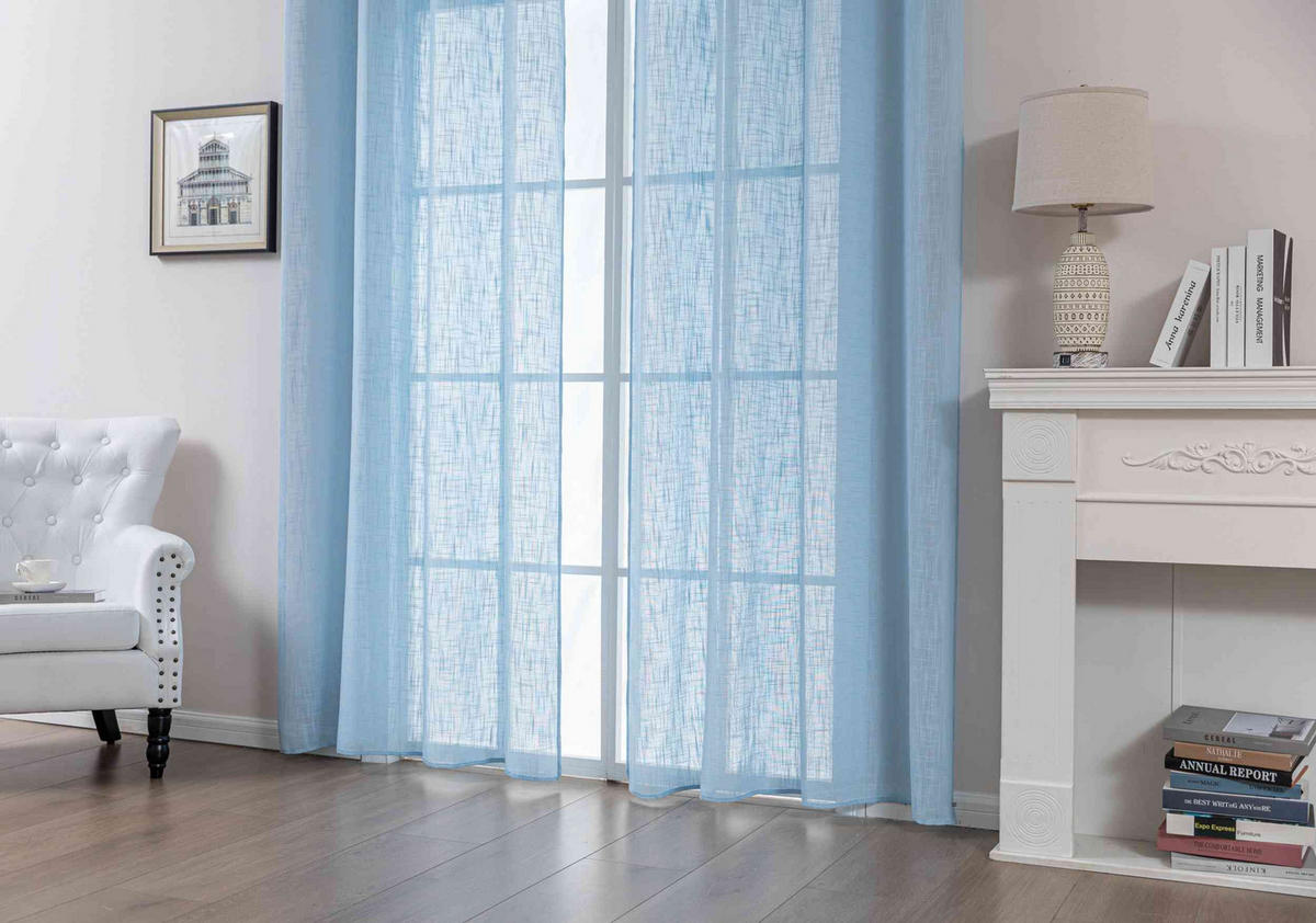 GARDINE SEOUL HxB 245x140 cm Hellblau - Hellblau, Textil (140/245cm) - Gardinenbox