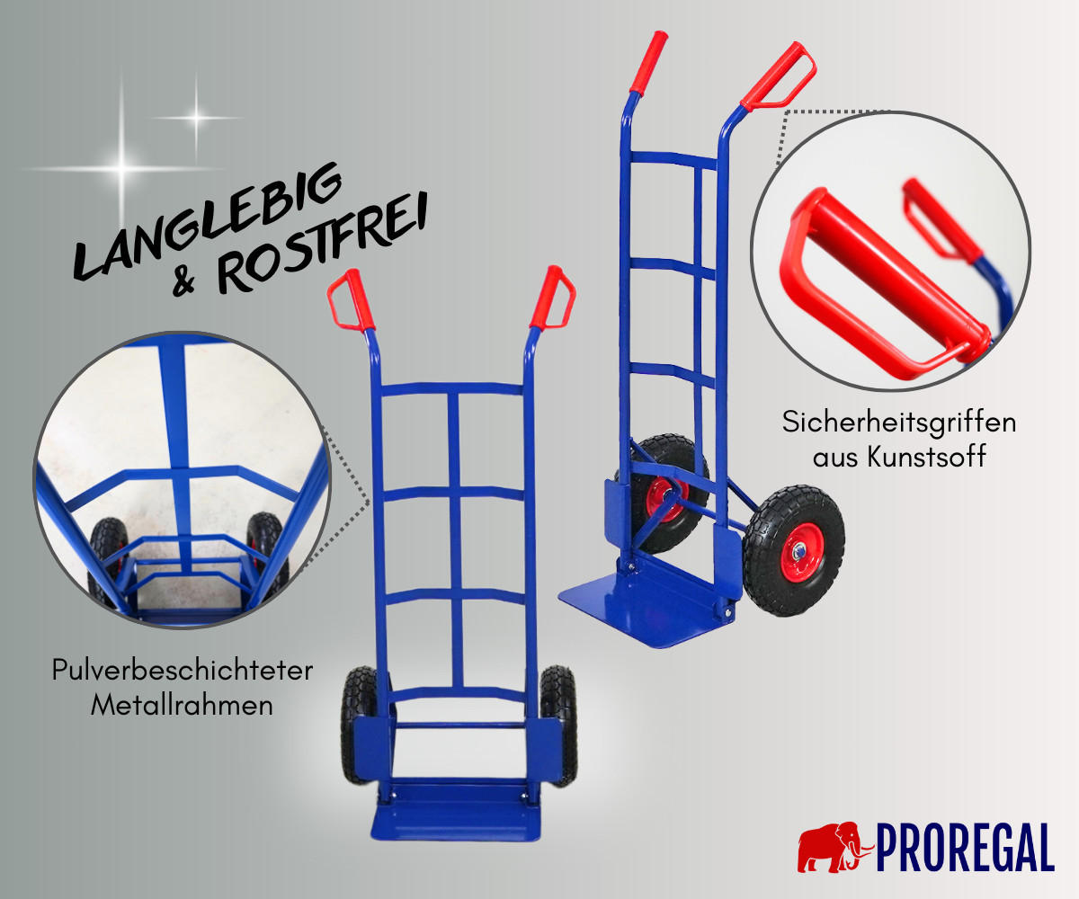 SACKKARRE Odin 115x54x44cm Tragkraft 200kg PU Bereifung Stahlrahmen Blau - Blau, Metall (44/54/115cm) - PROREGAL