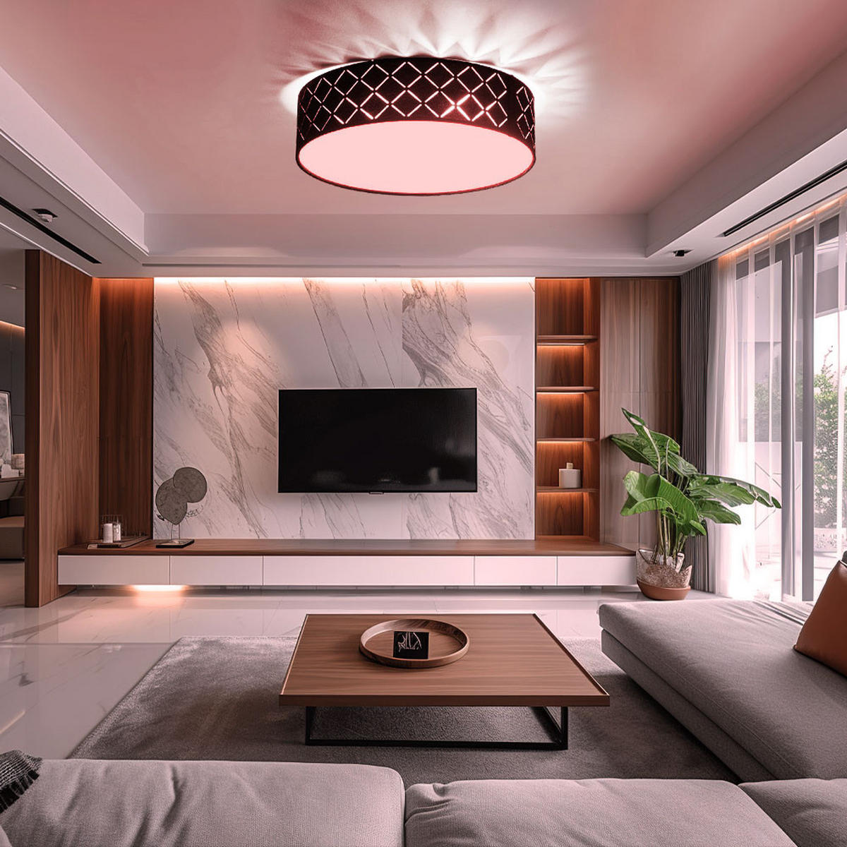 LED DECKENLEUCHTE Metall Schwarz Gold - Schwarz, Metall (38/38/10cm) - Globo Lighting