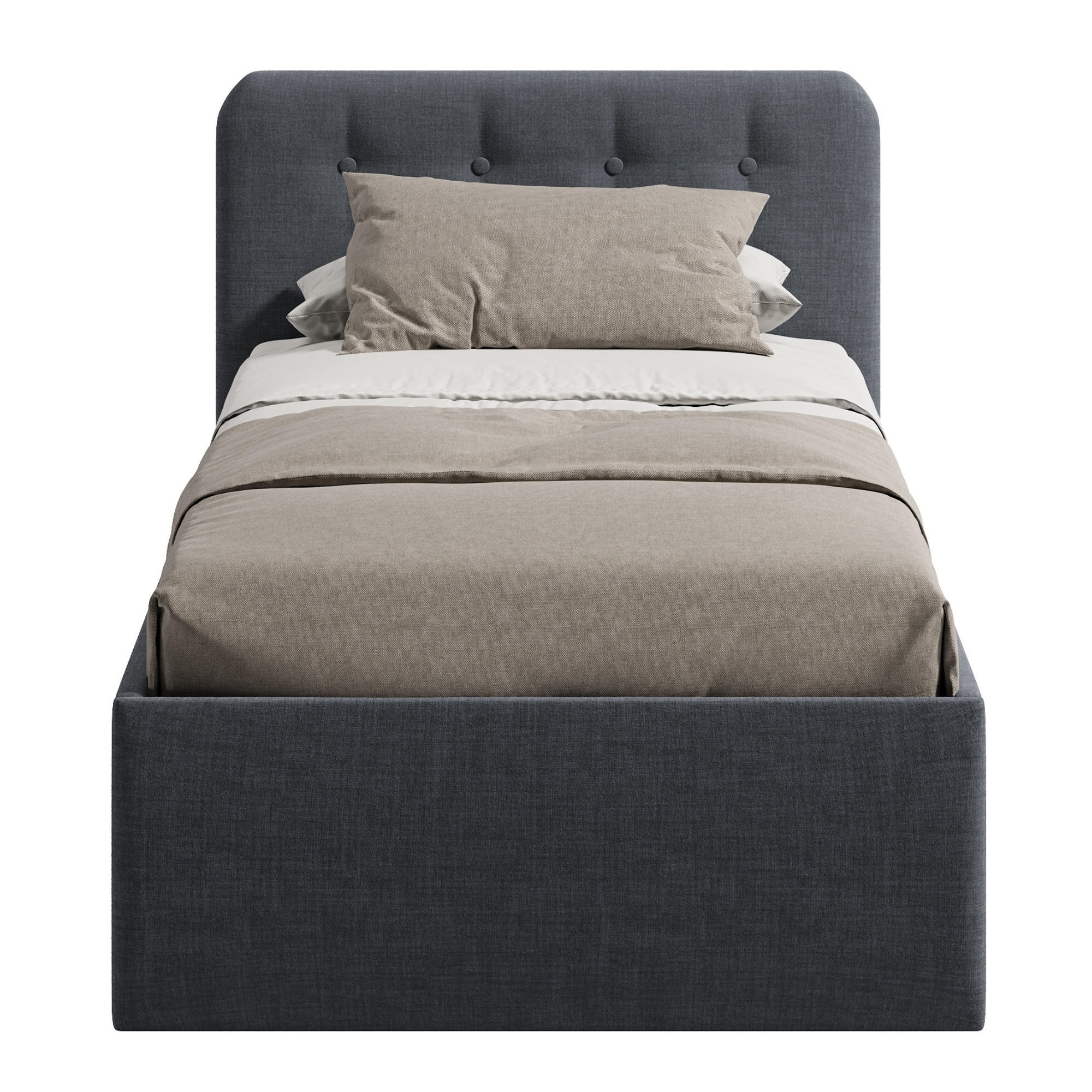 POLSTERBETT mit verstellbarem Lattenrost & Bettkasten, Bonnell-Matratze, 100 x 200 cm in Anthrazit - Anthrazit, Holzwerkstoff/Textil (100/200cm) - Home Collective