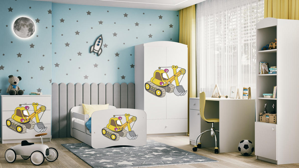 KINDERKLEIDERSCHRANK Excavator 90/175/52 - Weiß, Holzwerkstoff (90/175/52cm) - Kocot Kids