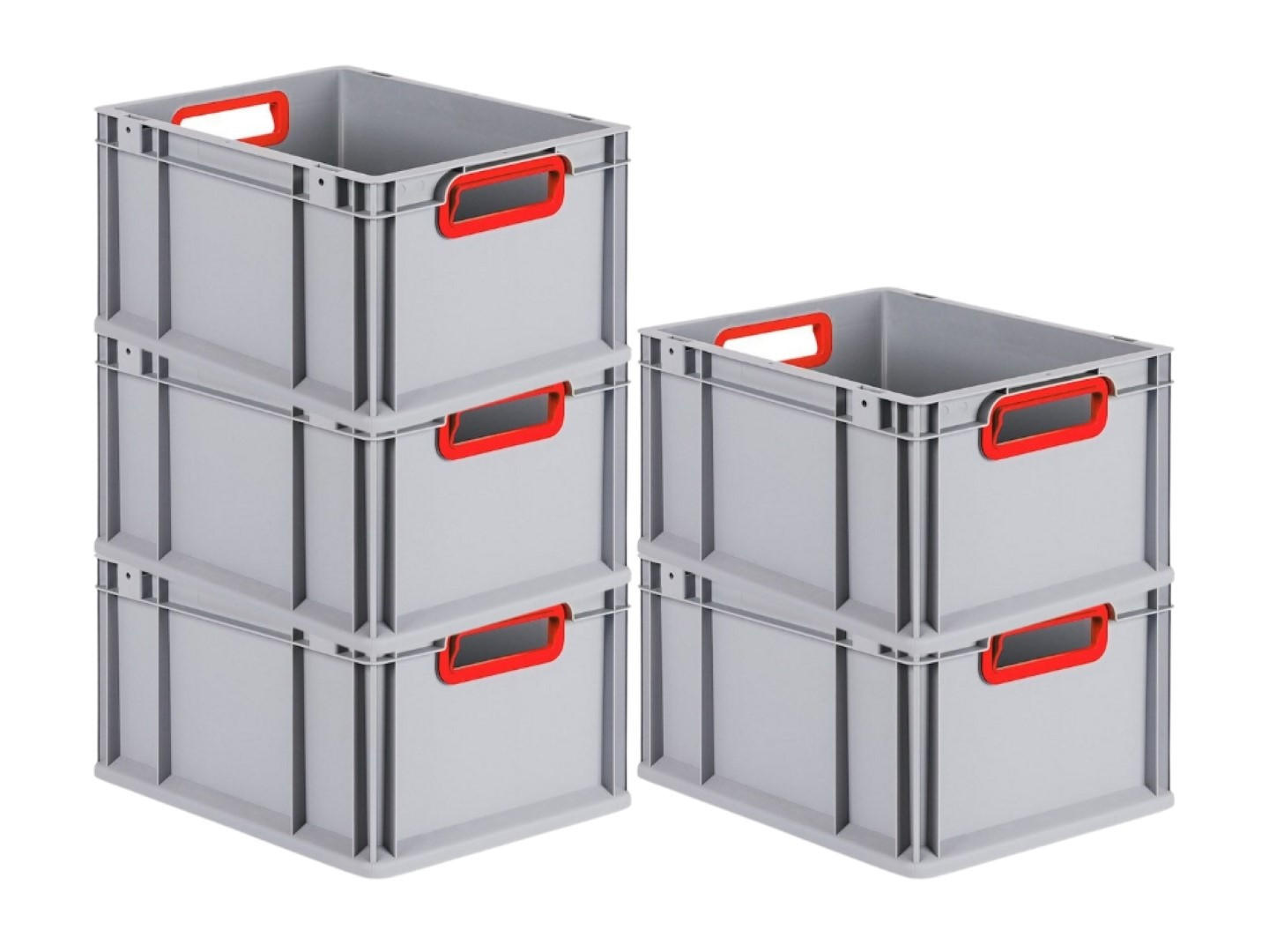 EUROBOX 5x Nextgen Color 22x30x40cm 20 Liter Griffe Rot Offen - Rot, Kunststoff (30/22/40cm) - PROREGAL