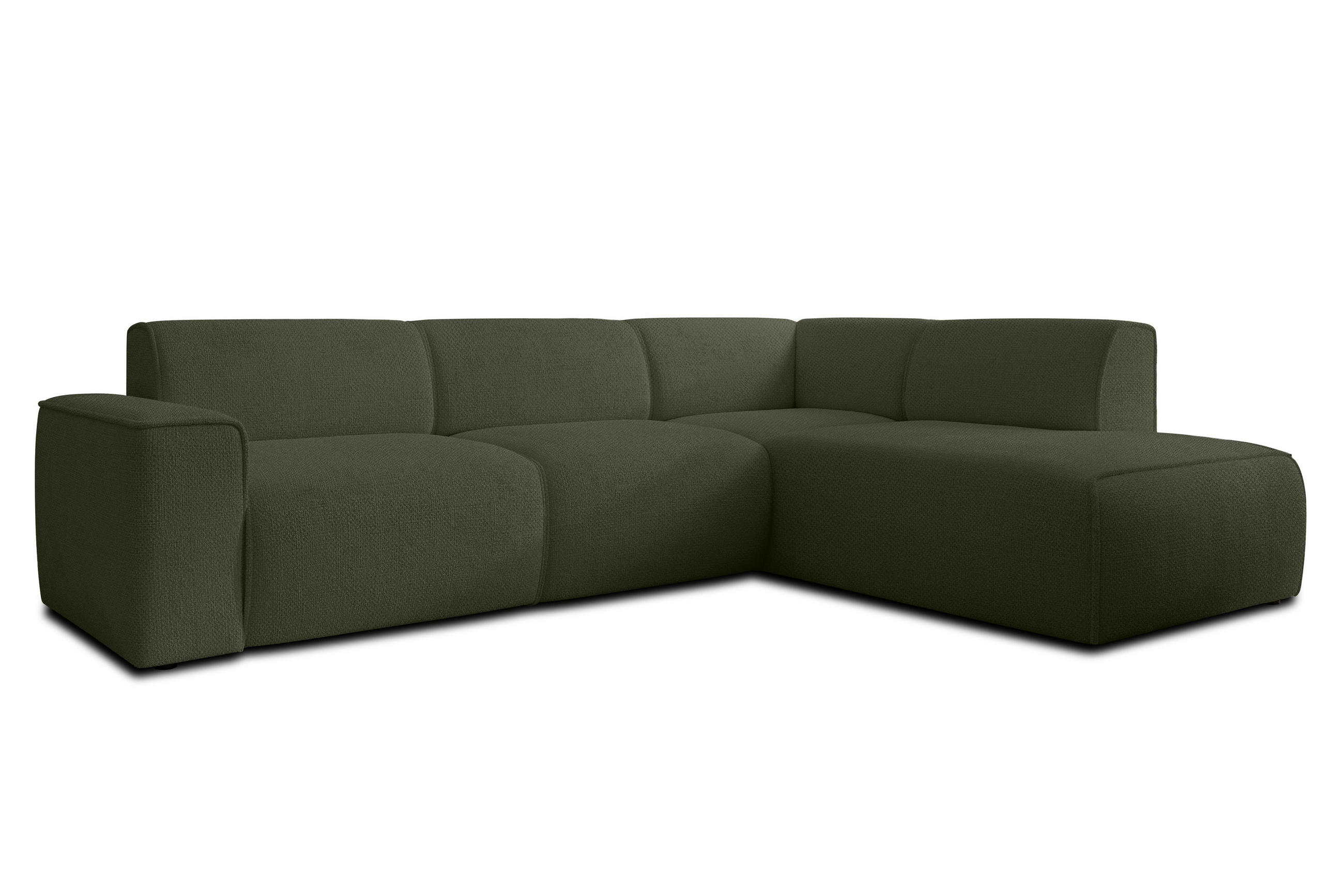 ECKSOFA L Form Didim Grün 292/220/78 cm – großes Sofa stilvoll & bequem R - Schwarz/Grün, Kunststoff/Textil (292/220cm) - AX Living