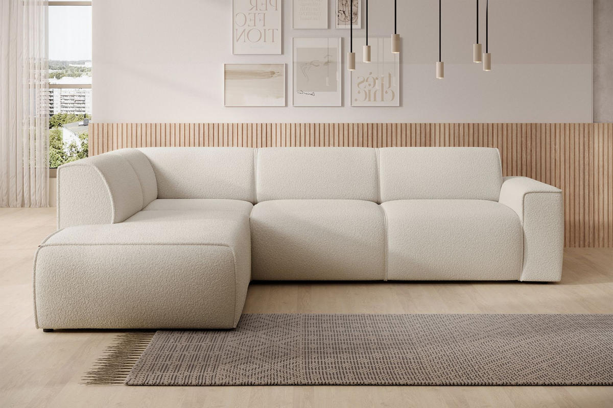 ECKSOFA Bouvi Creme links - Creme/Schwarz, Kunststoff/Textil (292/220cm) - Selsey