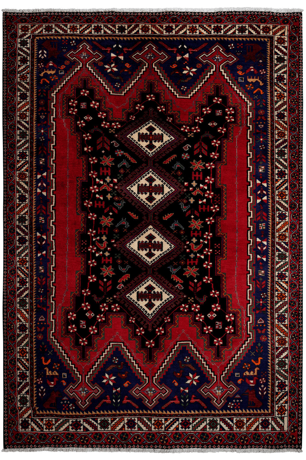 ORIENTTEPPICH handgeknüpft Afshar Rot, Blau 237/165 cm Schurwolle - Blau/Rot, Textil (165/237cm) - Looma