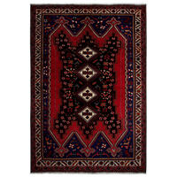 ORIENTTEPPICH handgeknüpft Afshar Rot, Blau 237/165 cm Schurwolle - Blau/Rot, Textil (165/237cm) - Looma