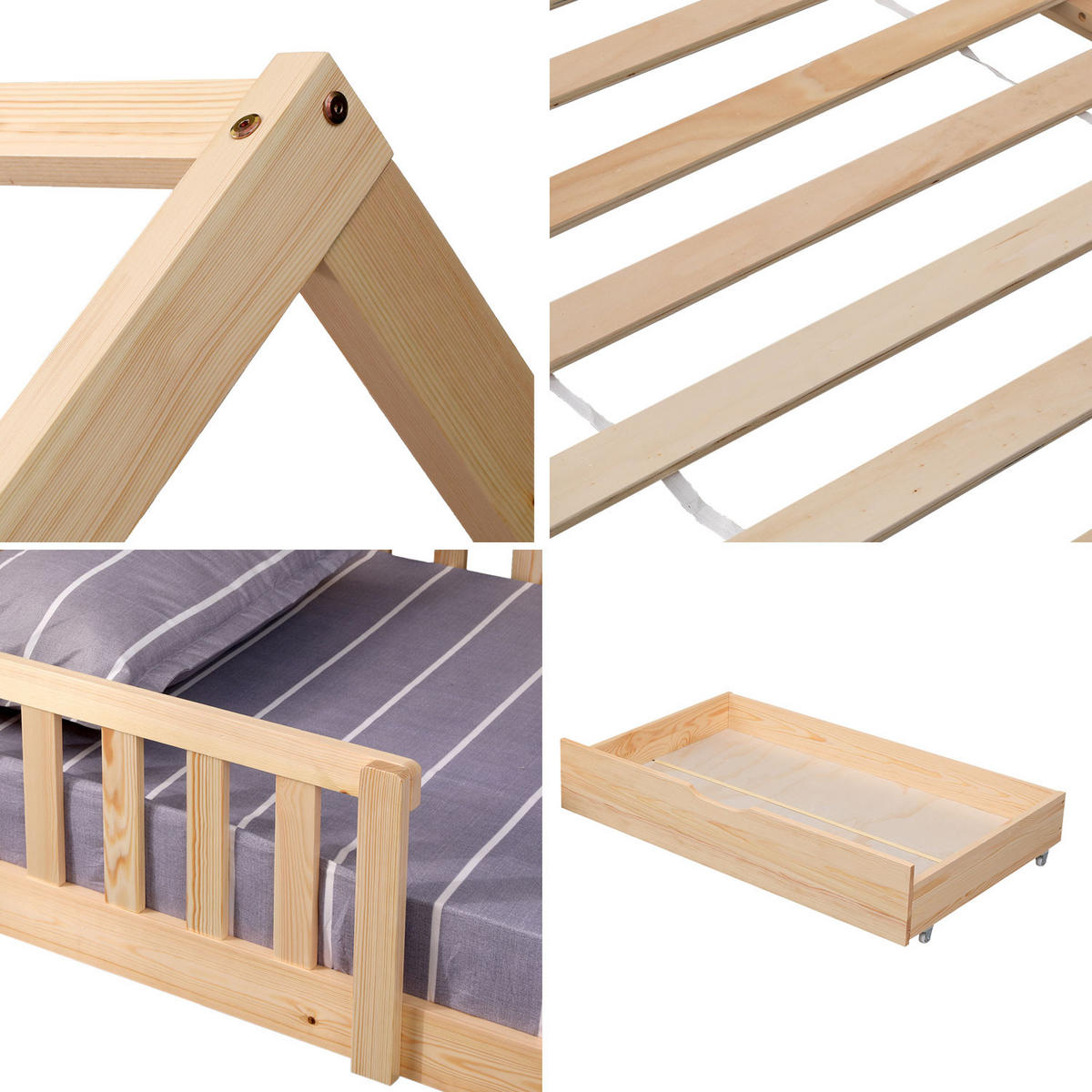 KINDERBETT Marceau 190/90 cm - Braun, Holz - Happy Garden
