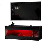 HÄNGEBOARD TV TIVOLI RTV2+RGB Offener Raum Schwarz + Schwarz - Schwarz, Glas/Holzwerkstoff (100/36/35cm) - Komodee
