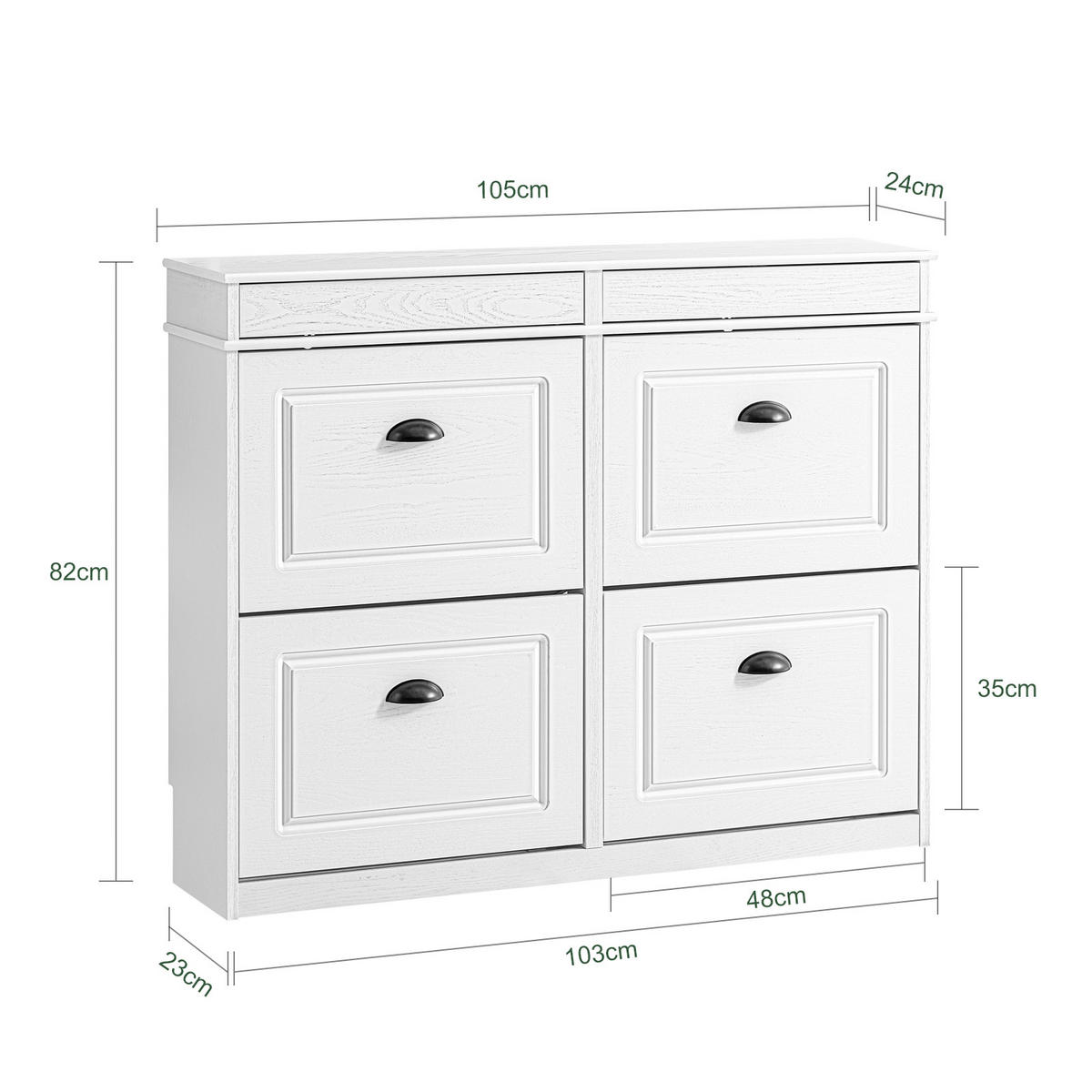 SCHUHSCHRANK Weiß - Weiß, Holzwerkstoff (103/82/23cm) - SoBuy