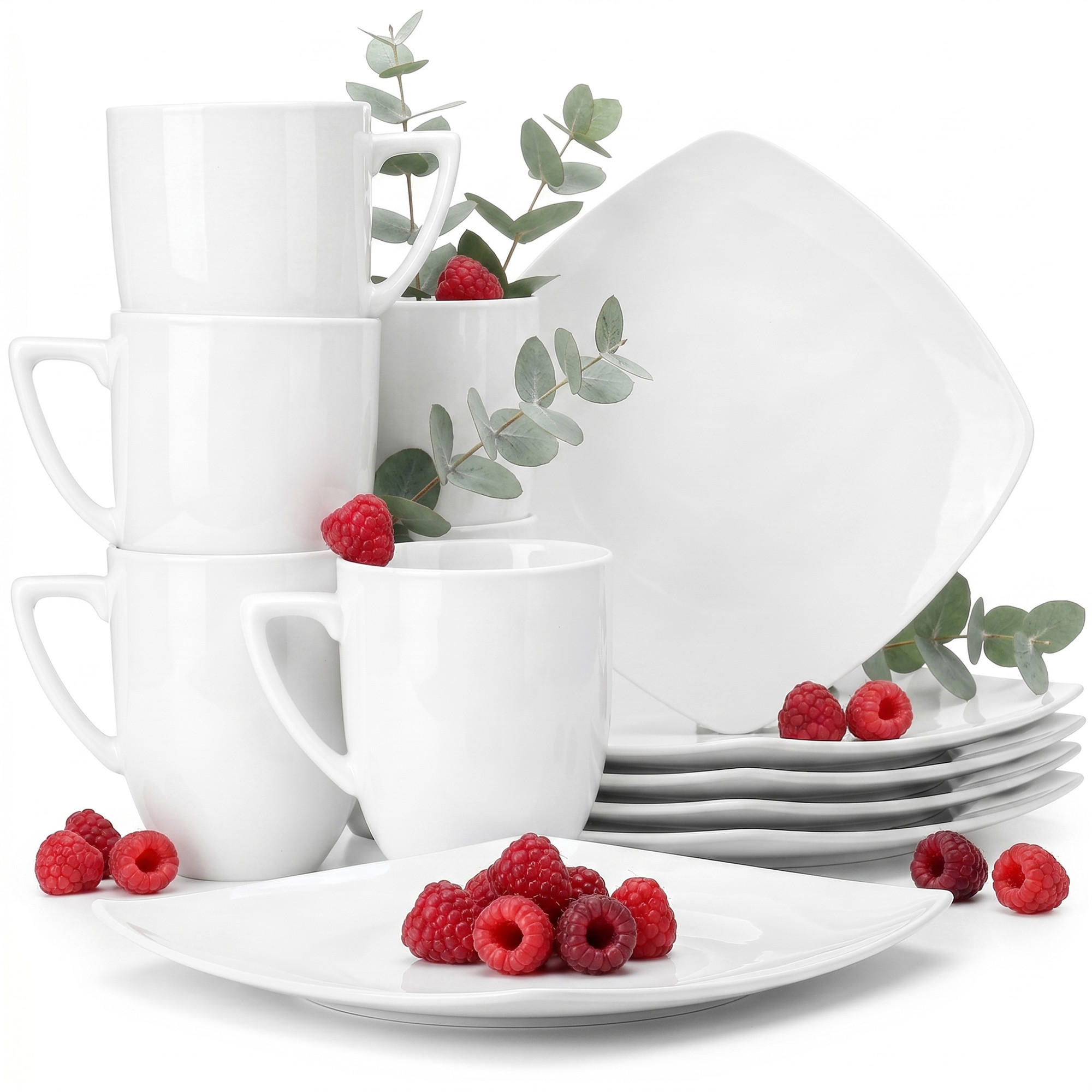 TEESERVICE CARLINA 6-Personen 12-tlg - Weiß, Keramik (14/2/14cm) - KONSIMO®