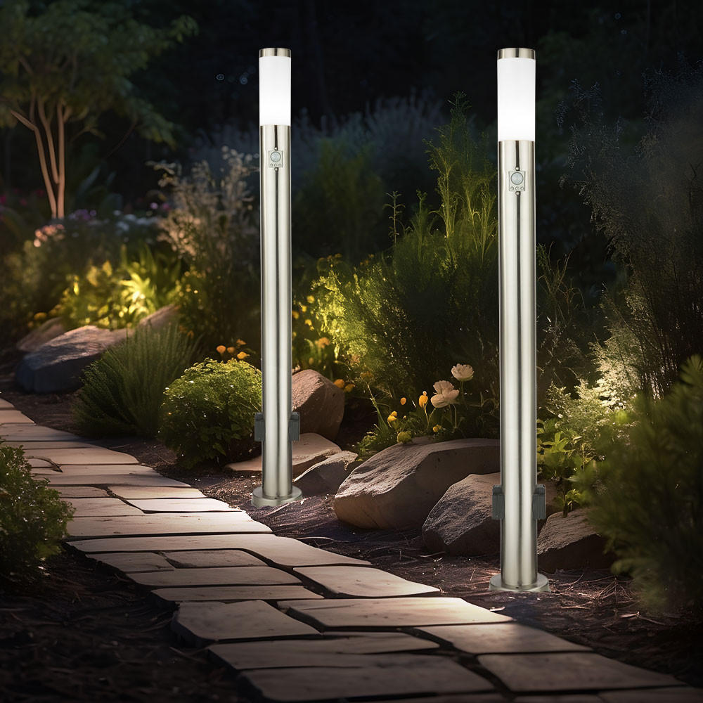 LED STEHLAMPE BOSTON Silber Modern 2er Set - Silberfarben, Metall (7.6/7.6/110cm) - Globo Lighting
