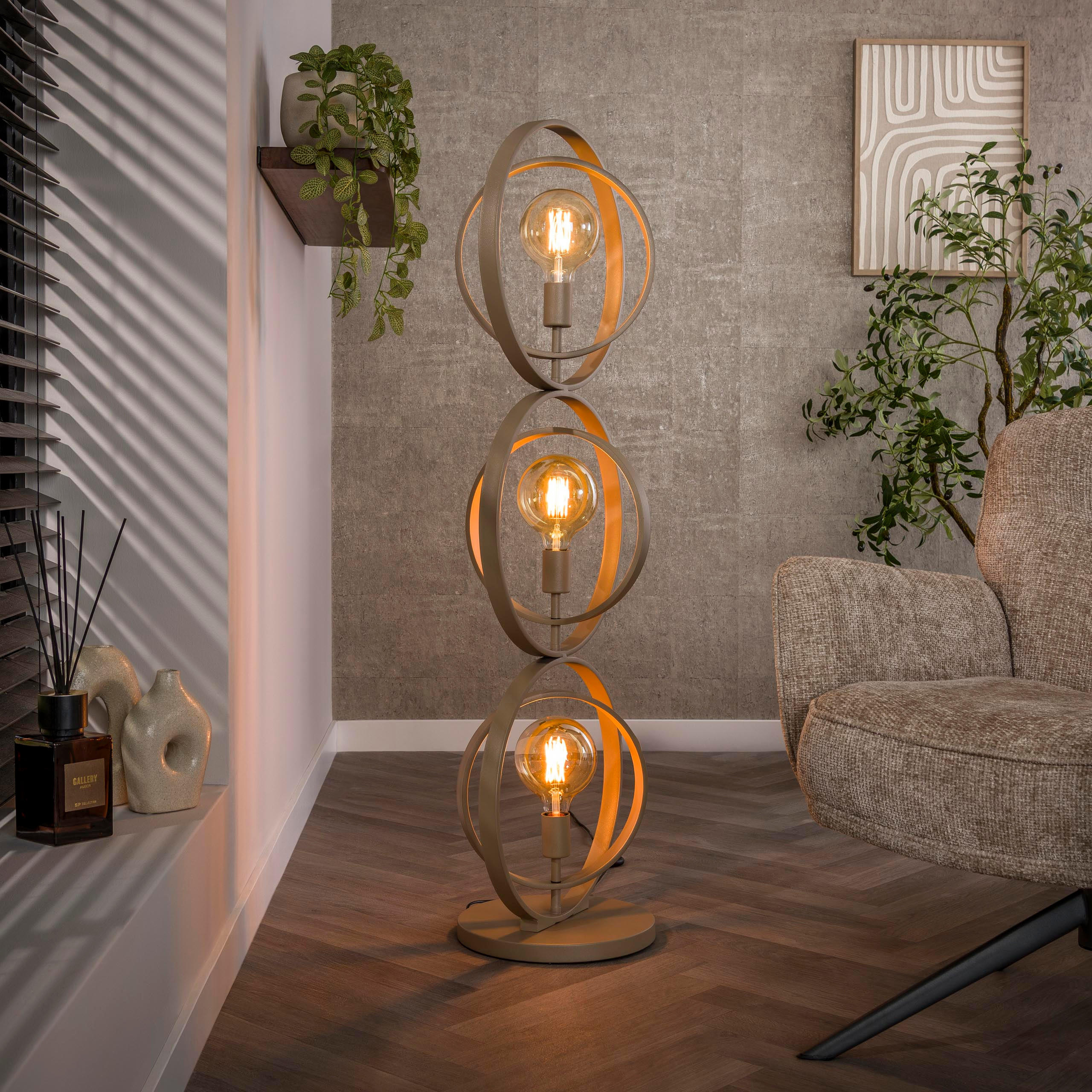 STEHLAMPE Turn - Beige - 30/40/124 cm - Beige, Metall (30/40/124cm) - Hoyz Collection