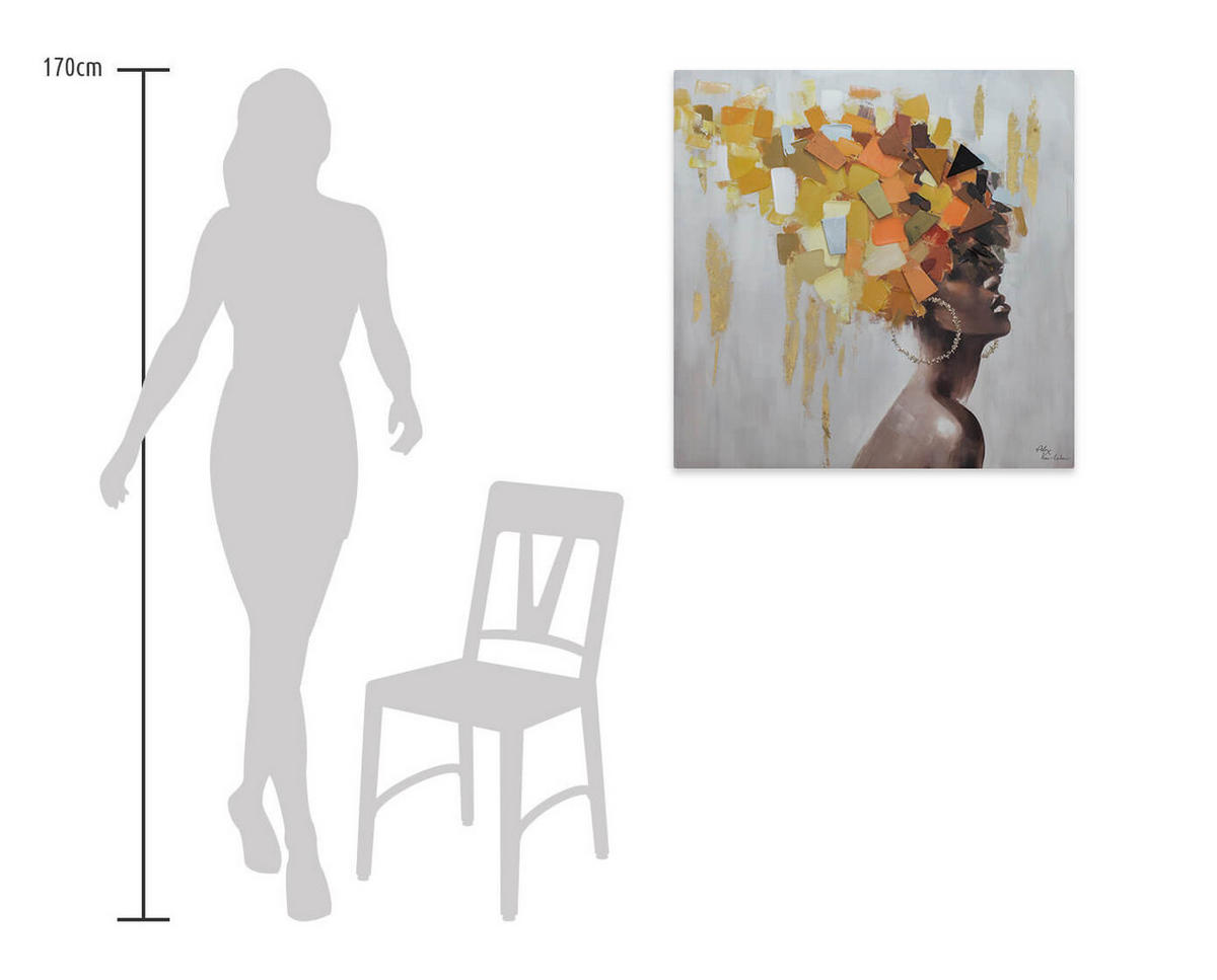 ÖLGEMÄLDE 80/80 cm - Braun/Grau, Holz/Textil (80/80cm) - KUNSTLOFT