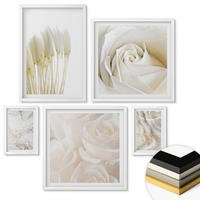 WANDBILDER 5er-Set - 50x50 cm & 20x30 cm & 40x60 cm Weißer Rahmen - Elegante Marmormuster - Weiß, Kunststoff (40/60cm) - ArtPrintCave