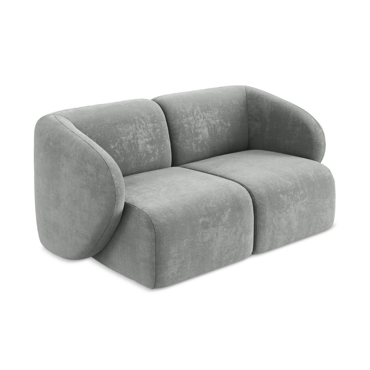 2-SITZER-SOFA Chenille Stoff Grau - Schwarz/Grau, Holzwerkstoff/Kunststoff (174/75/94cm) - LaMiaSofa
