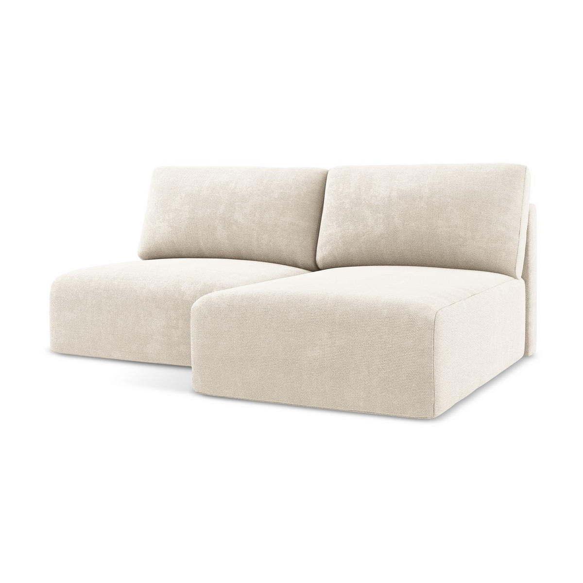 ECKSOFA mit Schlaffunktion rechts Chenille Stoff Beige - Beige/Creme, Kunststoff/Textil (210/149cm) - LaMiaSofa