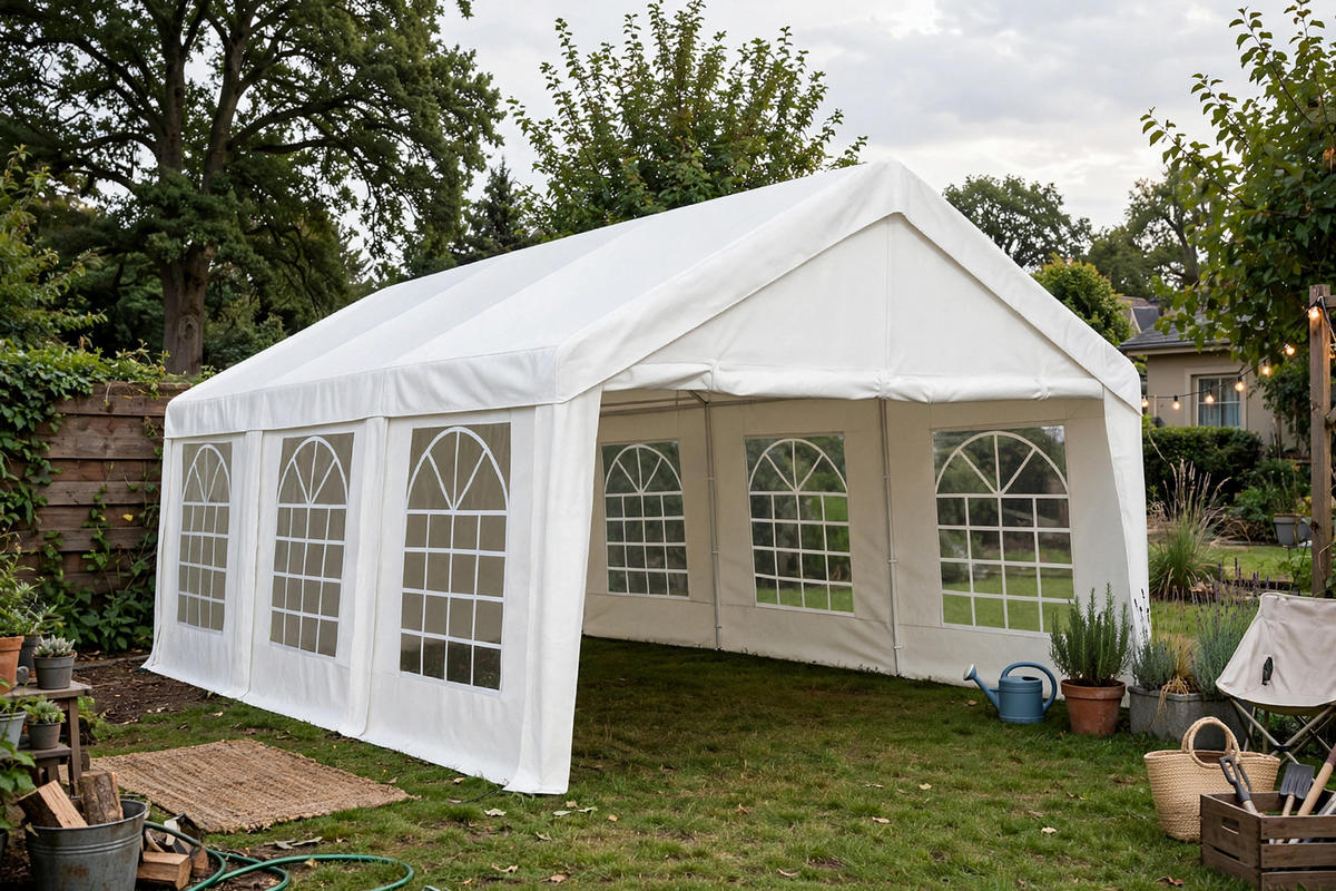DACHPLANE Livingston - Zeltabdeckung für 3x6 Meter, PE weiss 180g/m². BxTxH: 600x300x285 cm - Weiß, Kunststoff (600/0.3/300cm) - TPFGarden