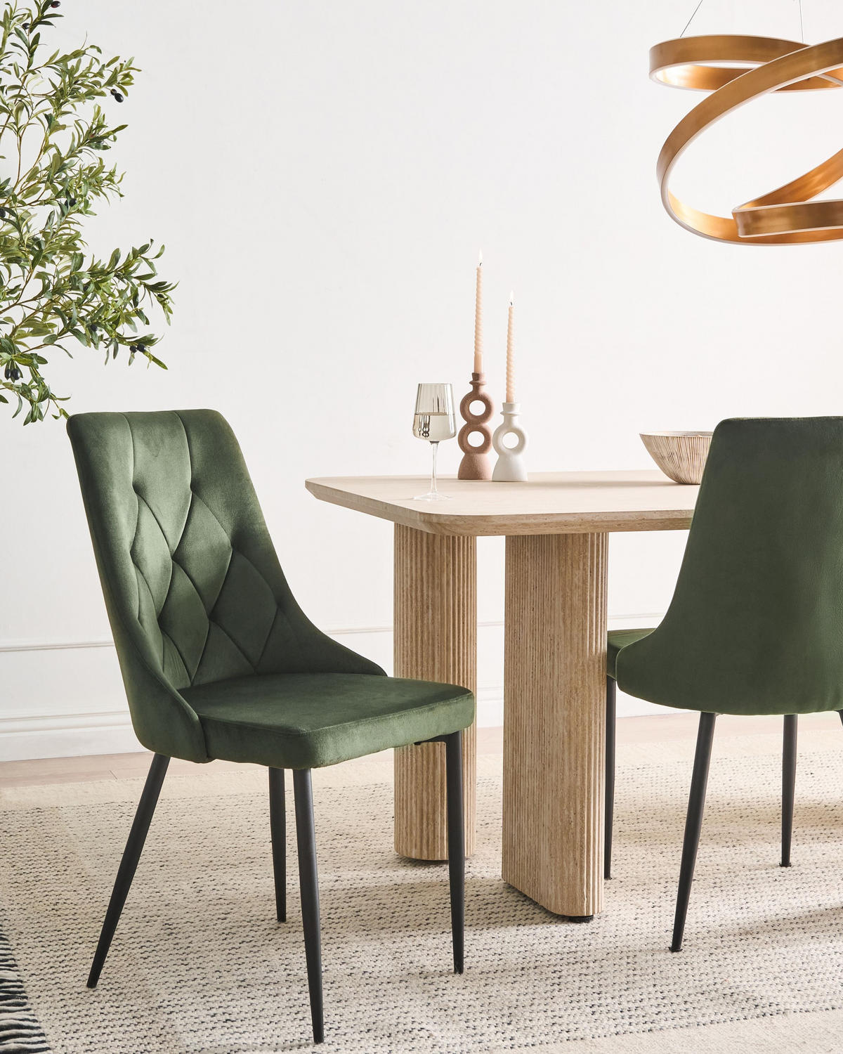ÉTKEZŐSZÉK 2 darabos Szett Olívazöld Avenir - fekete/zöld, textil (49/95/60cm) - Beliani