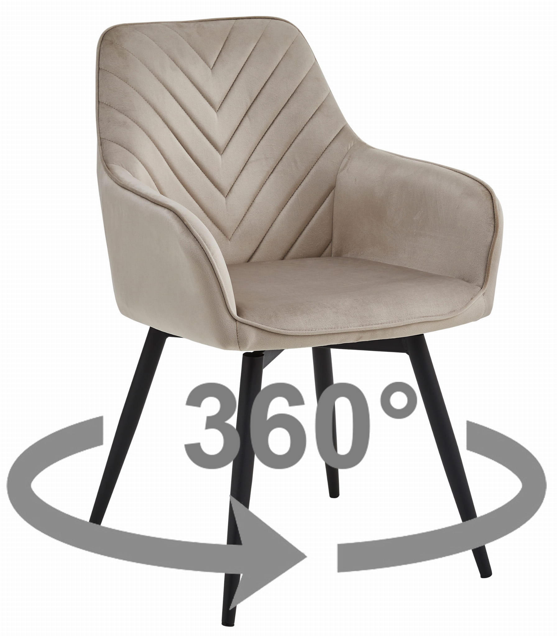 ESSZIMMERSTUHL WAAV360 dunkelbeiger Sitz, schwarze Beine - Beige/Schwarz, Textil (56/83.5/61cm) - Valora