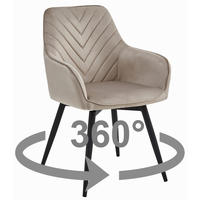 ESSZIMMERSTUHL WAAV360 dunkelbeiger Sitz, schwarze Beine - Beige/Schwarz, Textil (56/83.5/61cm) - Valora