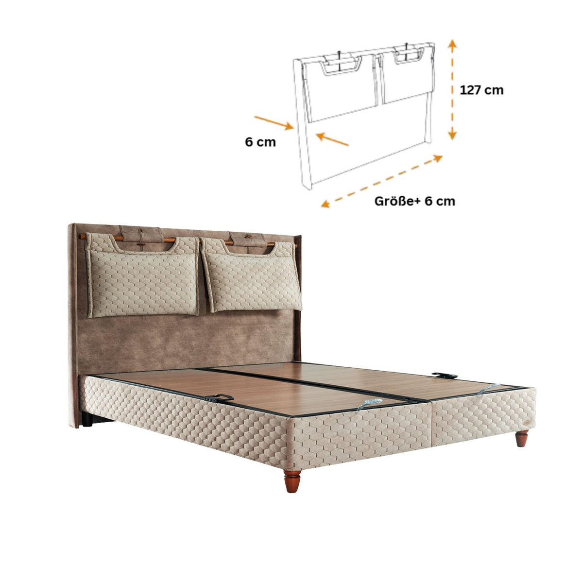 BOXBETT Bambi Bett mit Matratze Boxspringbett 180x200 Magnasand Therapy - Braun, Holz/Metall (180/200cm) - Bambi