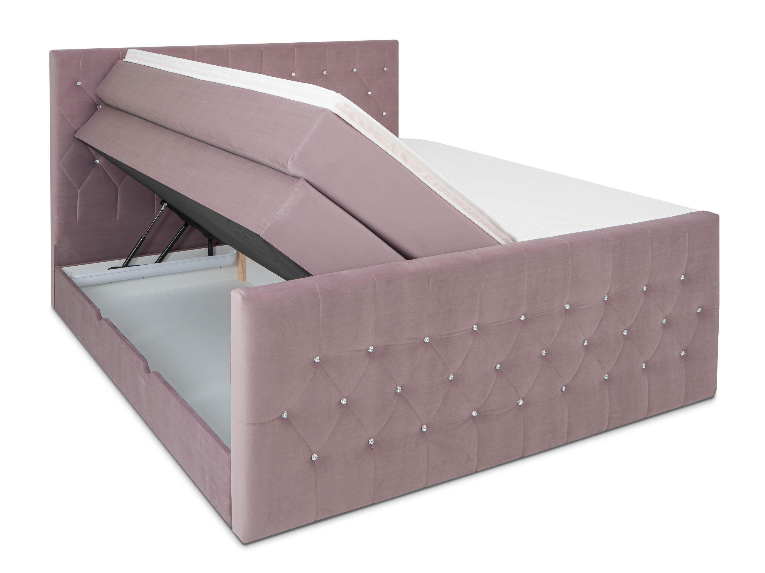 BOXSPRINGBETT Sira Rosa 160/200 cm H2/H3 Samt - Rosa, Textil (160/200cm) - wonello