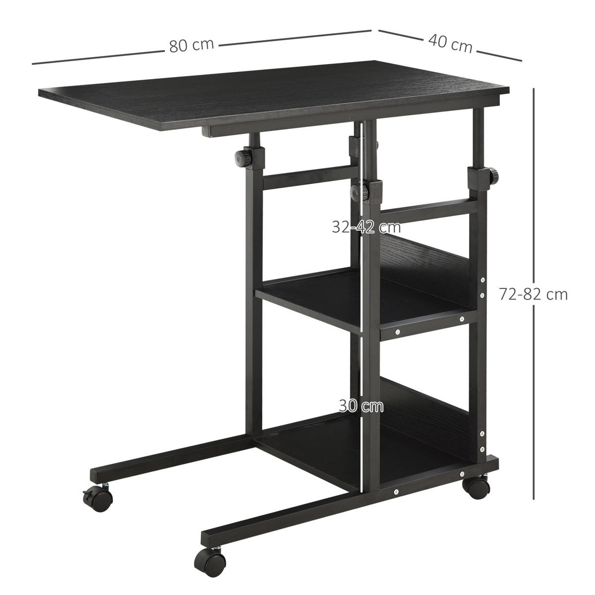 BÜROTISCH Schwarz 1 Stück - Schwarz, Holzwerkstoff (40/82/80cm) - GiPP