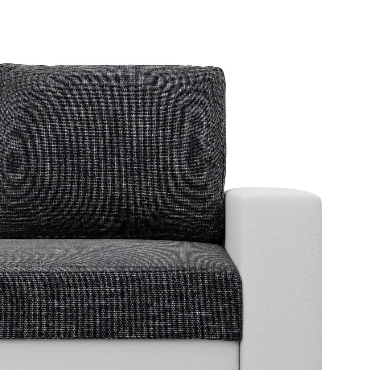 SOFA 3-SITZER MIT SCHLAFFUNKTION LUNA, Schwarz + Grau - Schwarz/Grau, Textil (220/92/92cm)