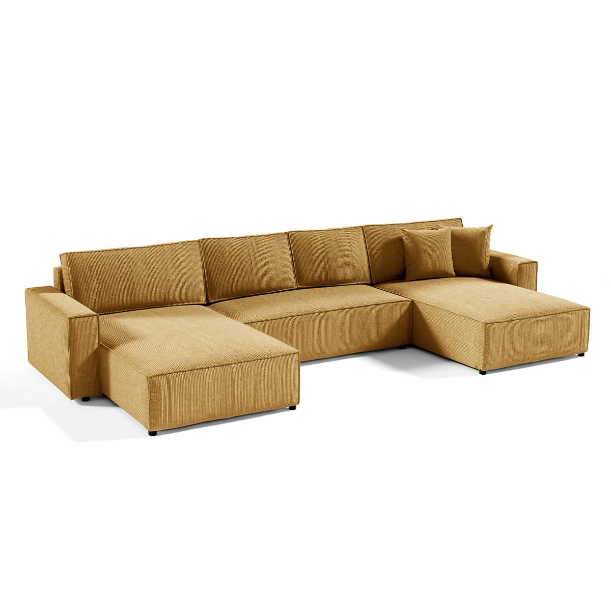 PANORAMASOFA Isaac 5 Sitzplätze Gelb - Gelb, Holzwerkstoff (398/85/185cm) - Petits-meubles
