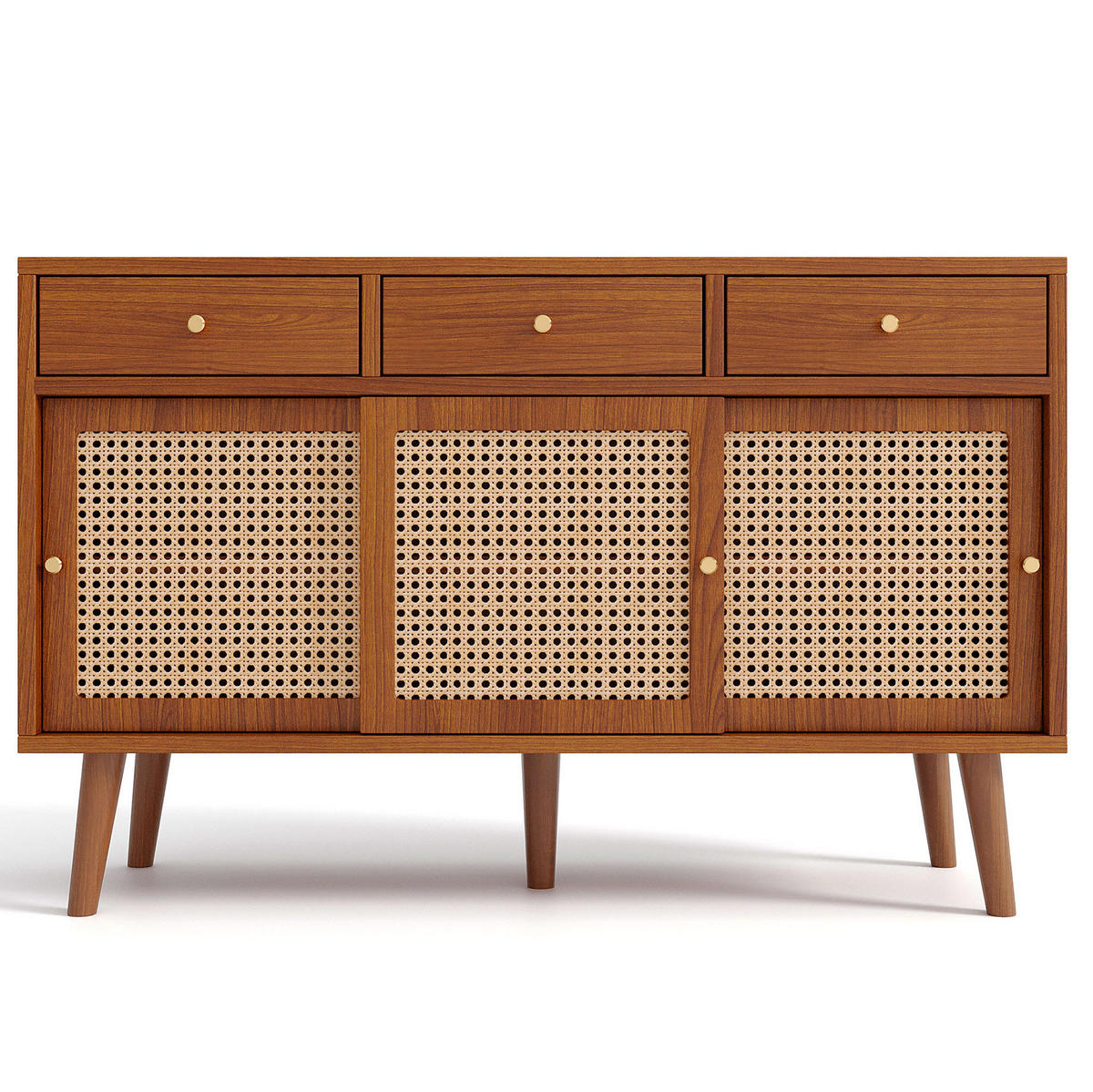 SIDEBOARD 120/40/78 cm mit 3 Schubladen & 3 Schiebetüren in Walnuss - Eichefarben, Holzwerkstoff (120/78/40cm) - BEAOK