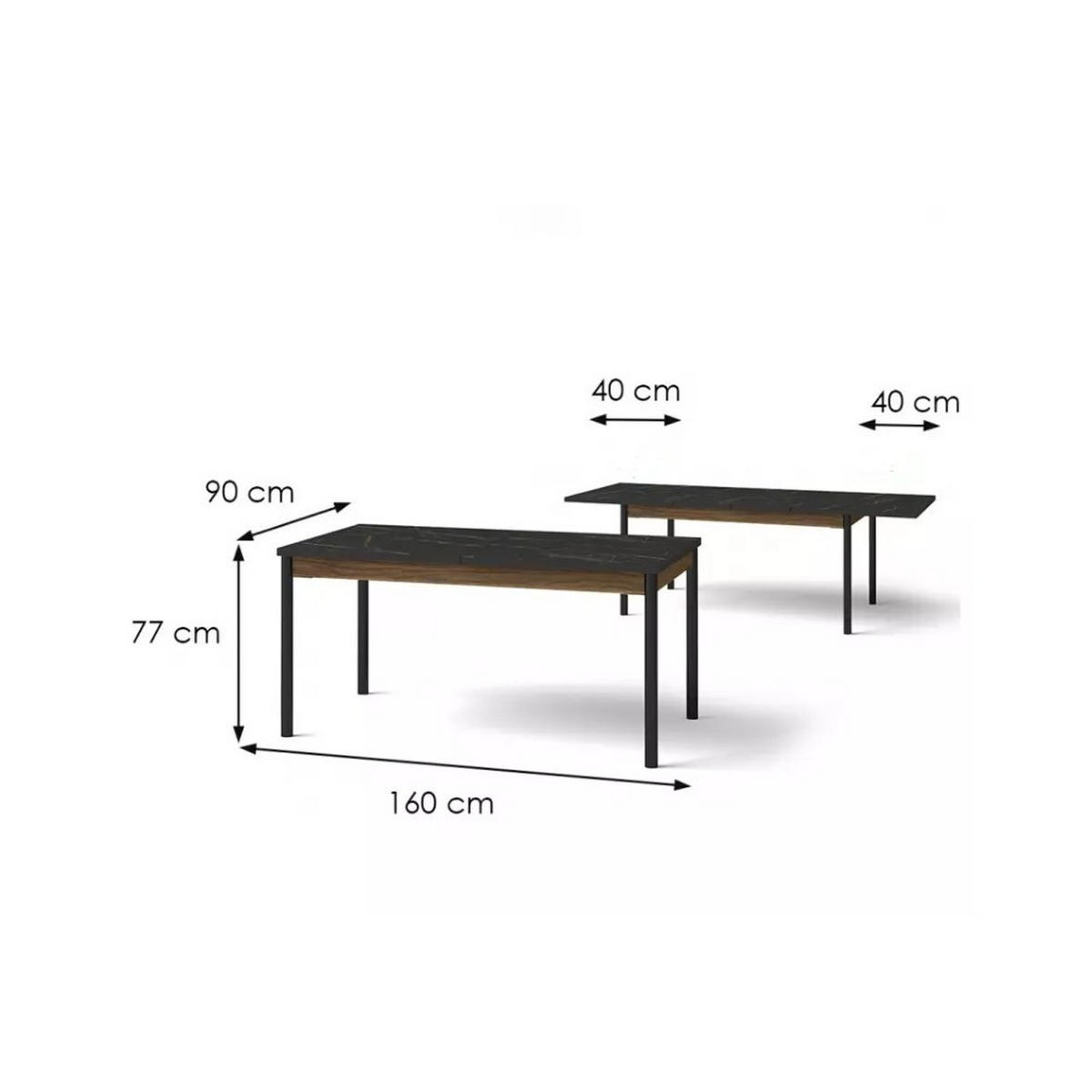 ESSTISCH KREON Ausziehbar 160 - 240 / 90 x 77 cm - Schwarz/Braun, Holz (160/90/77cm) - MASSENO