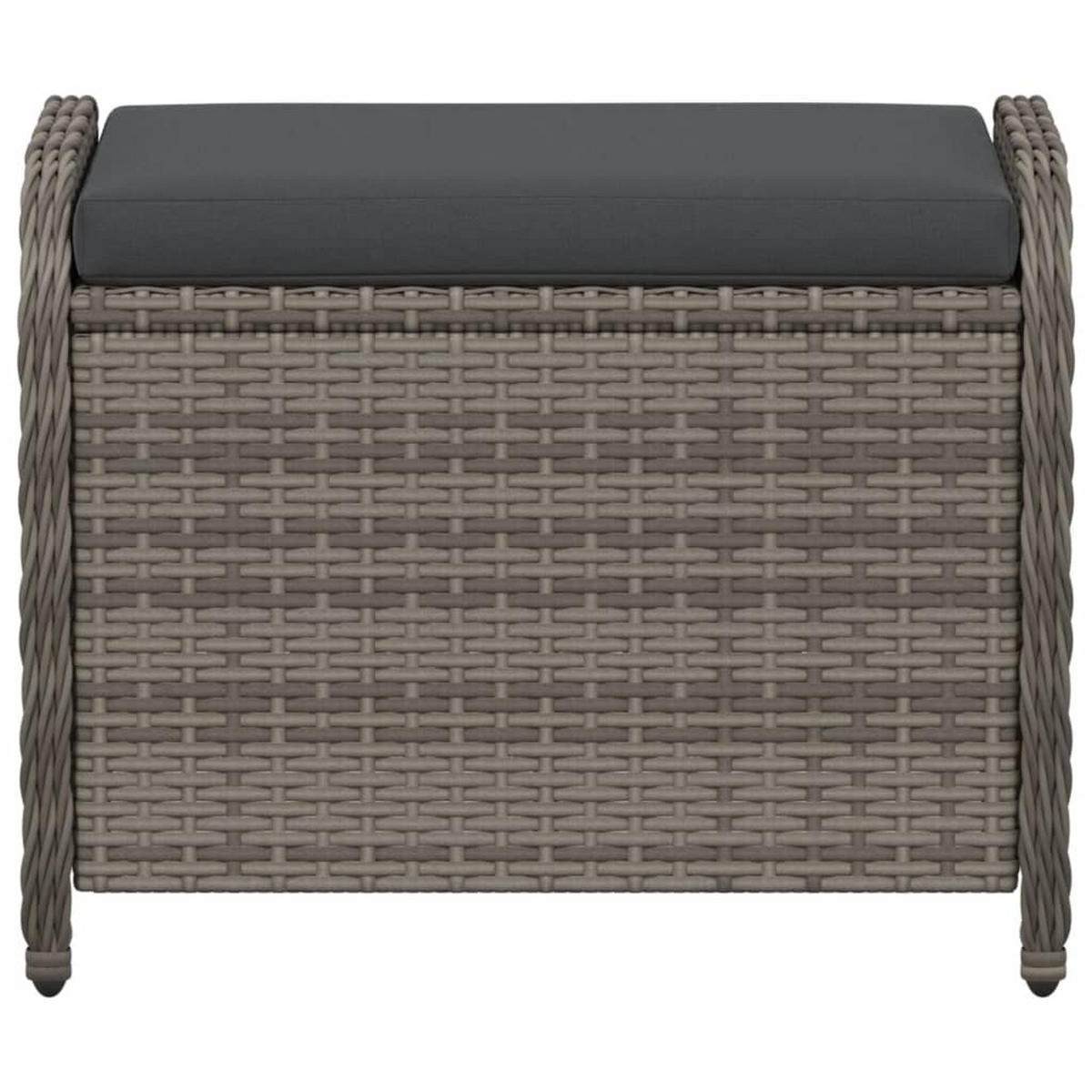 GARTENHOCKER Mit Kissen Grau 58/46/46 Cm Poly Rattan - Grau, Kunststoff (58/46/46cm) - vidaXL