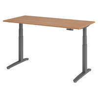 SCHREIBTISCH elektrisch XBHM 80/160/74 cm in Nussbaumfarben/Graphitfarben - Nussbaumfarben/Graphitfarben, Holzwerkstoff (80/160/74cm) - bümö