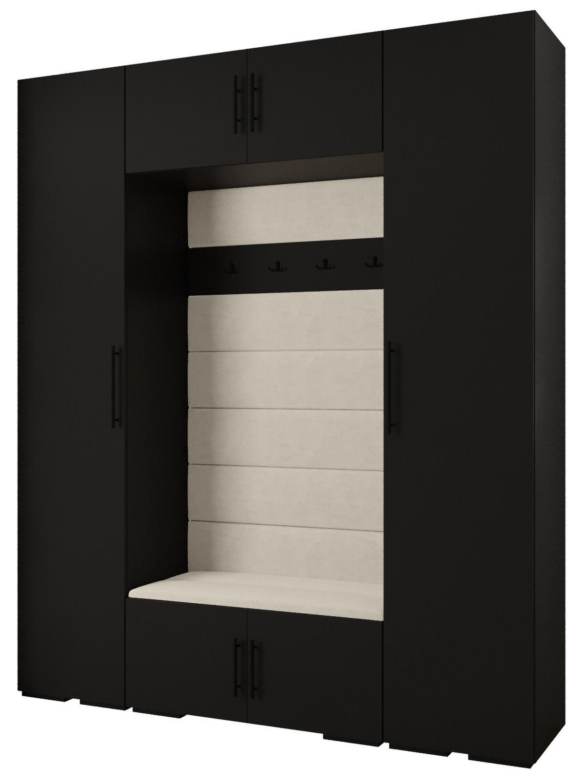 GARDEROBEN-SET 236,7/200/47 - Schwarz/Weiß, Holz/Kunststoff (200/236.7/47cm) - Abiks Möbel