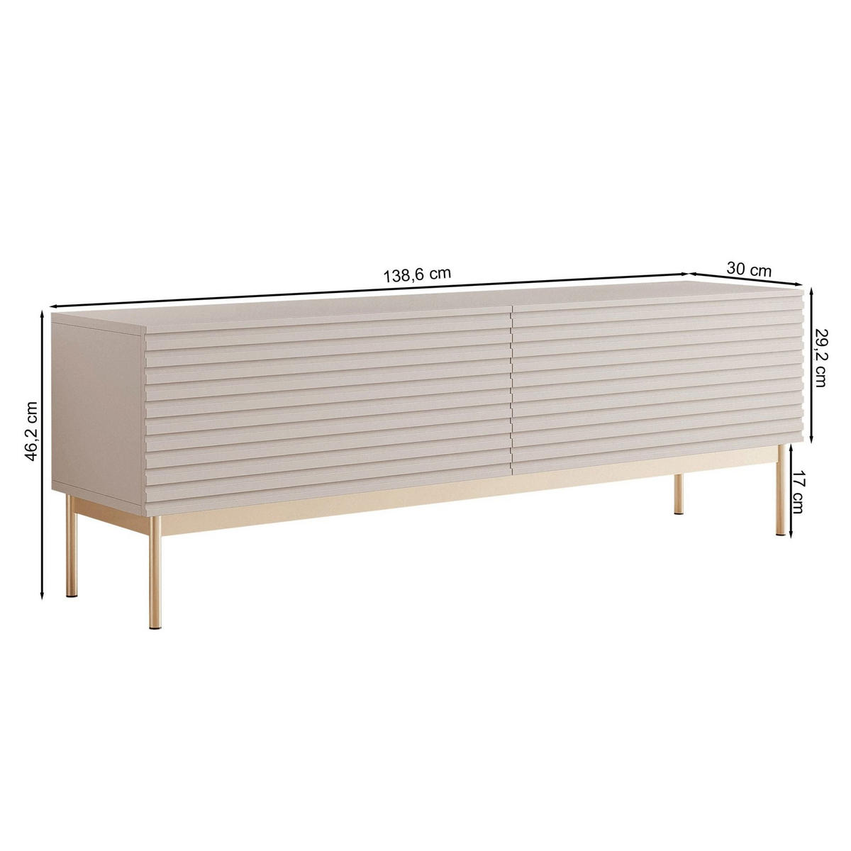 TV-LOWBOARD Linearis Kaschmirgrau 139/46/30 cm - Taupe/Goldfarben, Holzwerkstoff/Metall (138.6/46.2/30cm) - Selsey