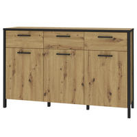 KOMMODE - Eiche Artisan Dekor / Schwarz - Schwarz/Braun, Holzwerkstoff/Kunststoff (140/90/40cm) - home24